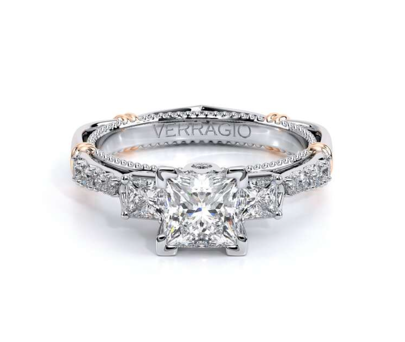 Verragio Princess Three-Stone Diamond Engagement Ring in 14K White Gold