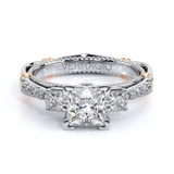 14K White Gold Princess Verragio three-stone Engagement Ring Princess Center Stone In-Store