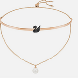 SWAROVSKI NECKLACE 5351807 BLACK ROSE GOLD PLATED