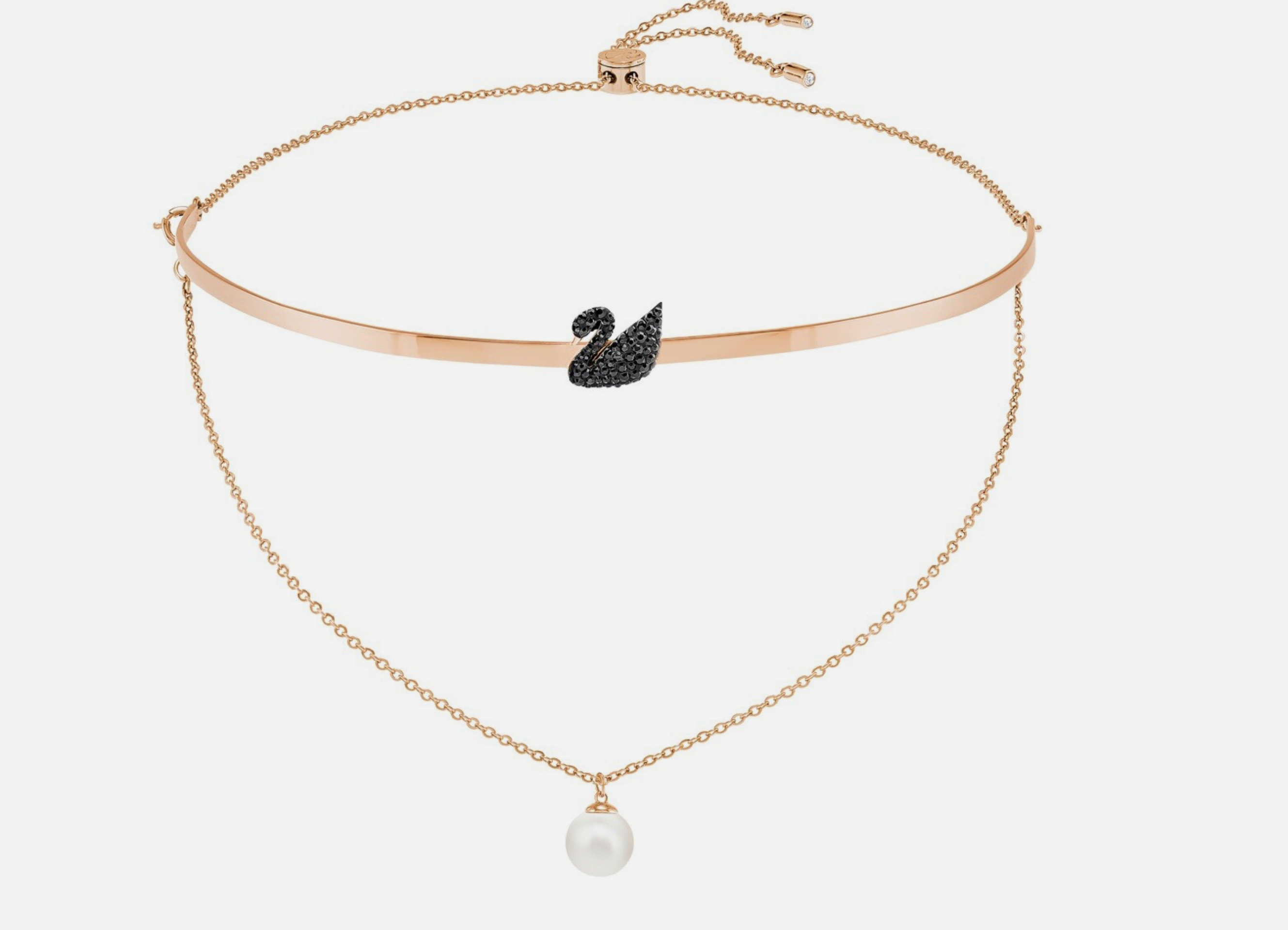 Swarovski Necklace 5351807 Black Rose Gold Plated