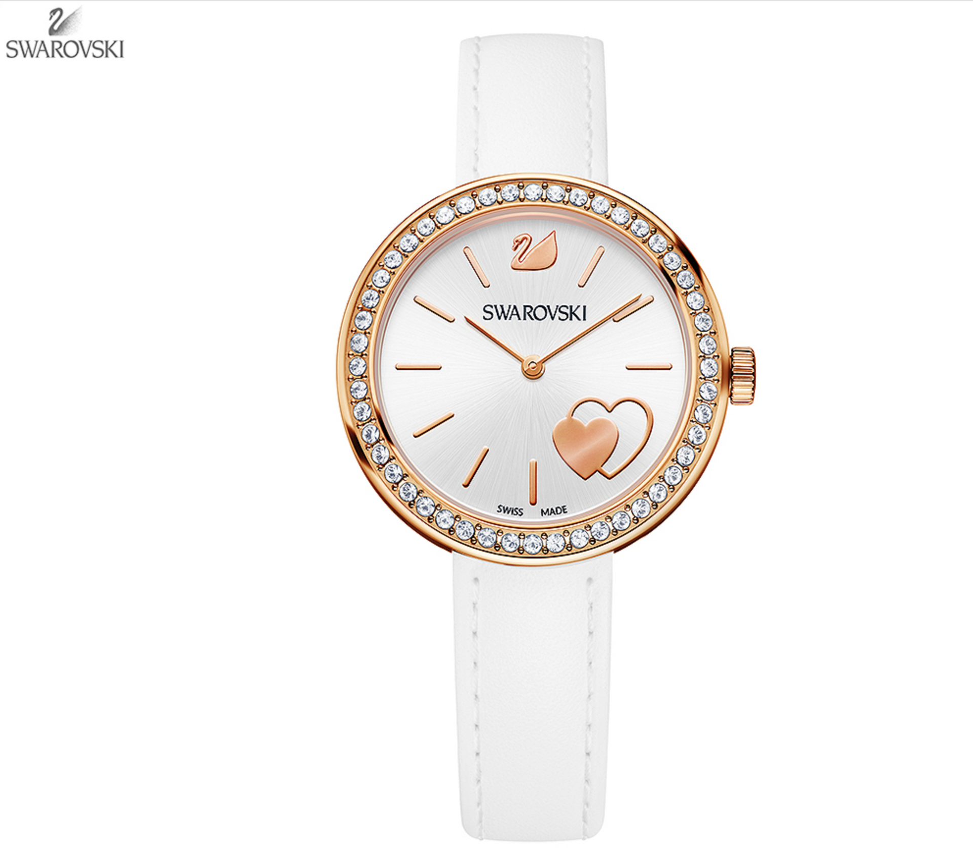 腕時計 Swarovski Daytime White Watch Swarovski Daytime White Heart Watch – Jewelry Couture