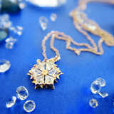 Swarovski Star Snowflake Magic Gem Necklace Rose Gold  Xmas