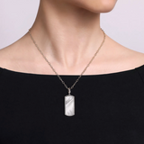 925 Sterling Silver 35mm Bujukan Dog Tag With Mother Of Pearl