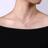 925 Sterling Silver Sapphire and Diamond Evil Eye Pendant Necklace