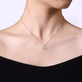 925 Sterling Silver Round Star Pendant Necklace