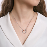925 Sterling Silver Bujukan White Sapphire Open Circle Pendant Necklace