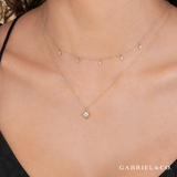 14K Yellow Gold Floral Diamond Pendant Necklace