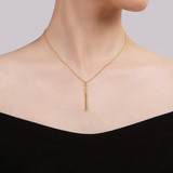 14K Yellow Gold Diamond Pendant Drop Necklace