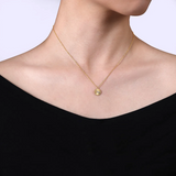 14K White-Yellow Gold Bujukan Diamond Cut Pendant Necklace