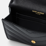 Saint Laurent YSL Monogram Small Flap Wallet in Grained Leather