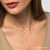 14K Yellow-White Gold Diamond Stations Droplet Necklace