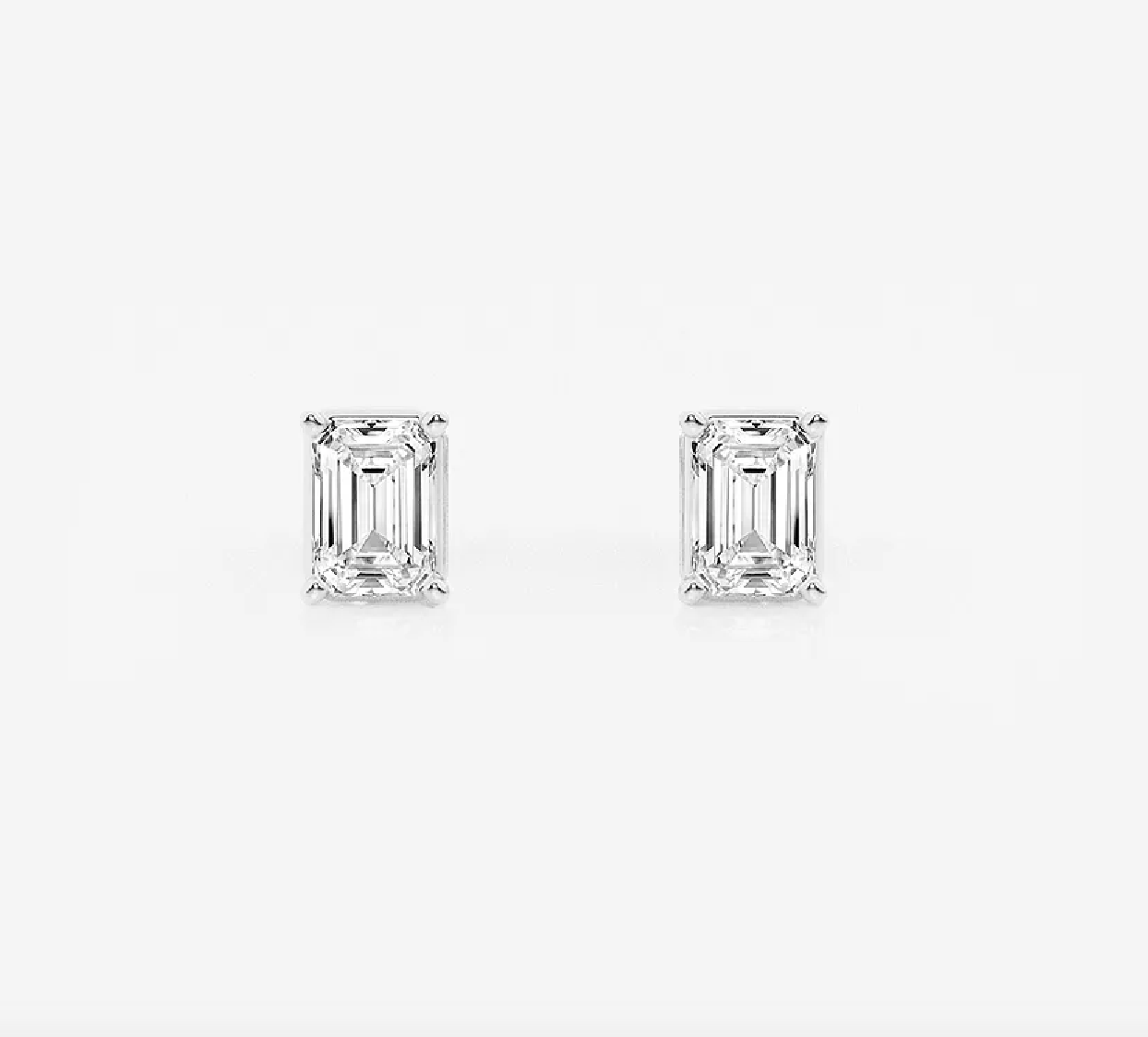 Decoage 14KT White Gold Lab-Grown Emerald-Cut Diamond Stud Earrings