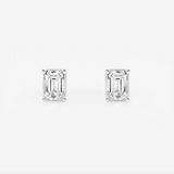 Emerald Cut Lab-Grown Diamond Stud Earrings In 14K White Gold