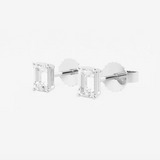 Emerald Cut Lab-Grown Diamond Stud Earrings In 14K White Gold