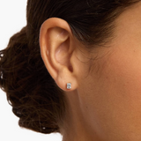 Emerald Cut Lab-Grown Diamond Stud Earrings In 14K White Gold