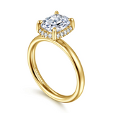 Symphony - 14K Yellow Gold Elongated Cushion Hidden Halo Diamond Engagement Ring