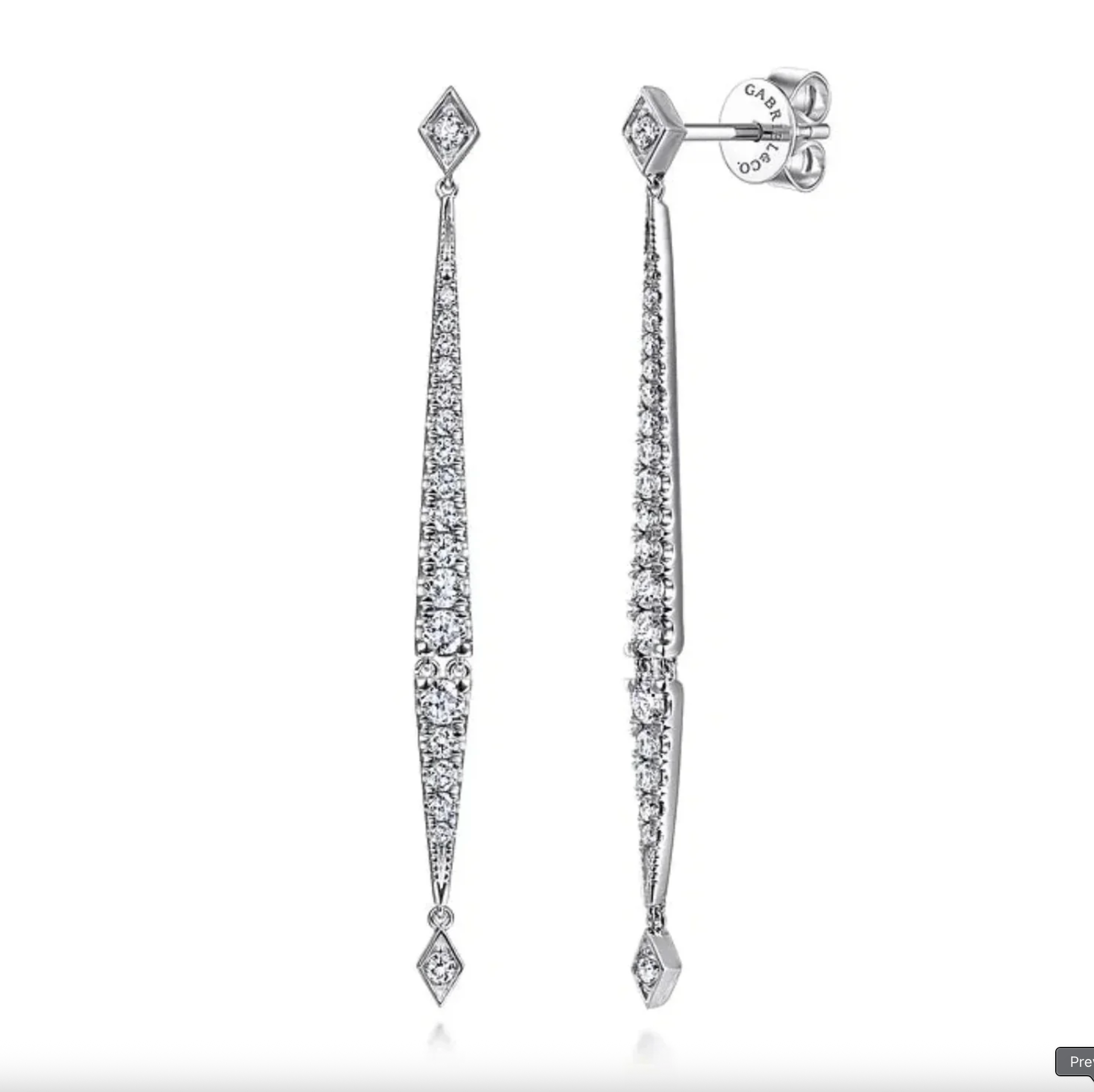 Gabriel & Co. Kaslique 14K White Gold Long Diamond Bar Drop Earrings