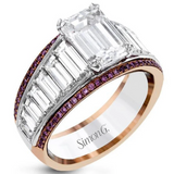 Simon G. 18K White, yellow & Rose Gold Large Center Emerald Cut Diamond Baguette Engagement Ring In-Store