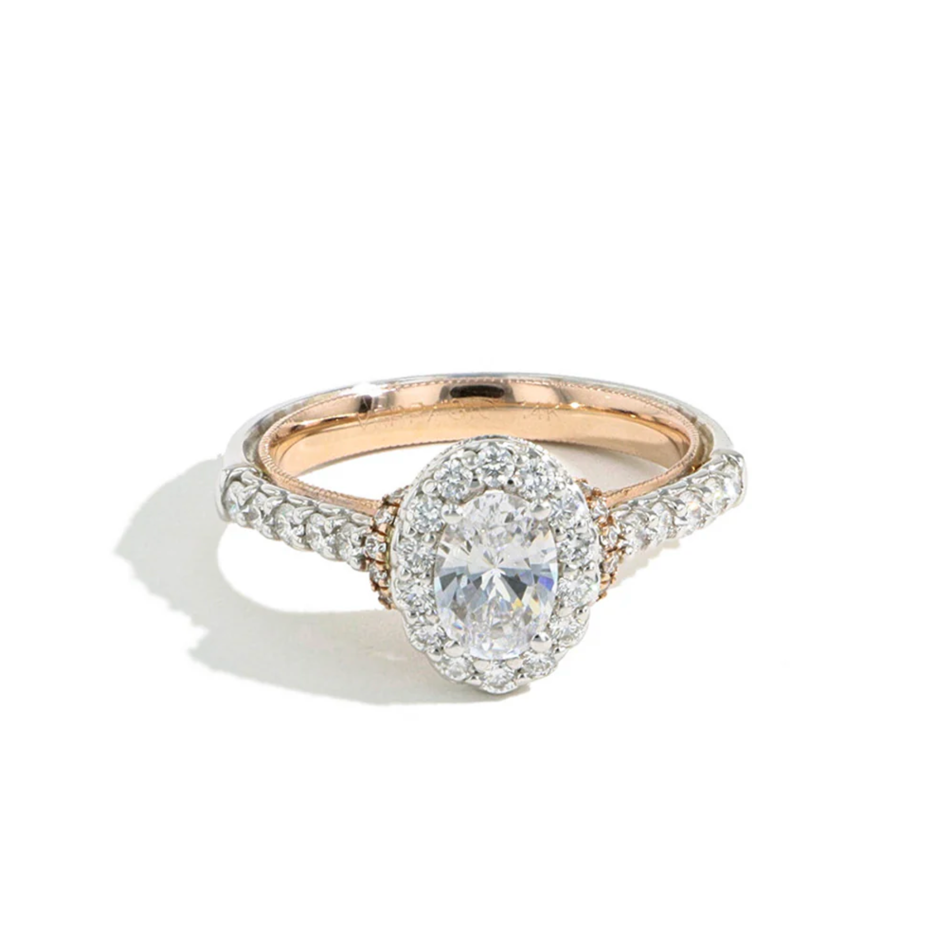 Verragio Renaissance Classic Two-Tone Oval Halo Engagement Ring Setting in 14K Gold