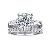 Belma - 14K White Gold Round Three Stone Diamond Engagement Ring