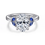 Dani 14K White Gold Oval Diamond and Sapphire Engagement Ring