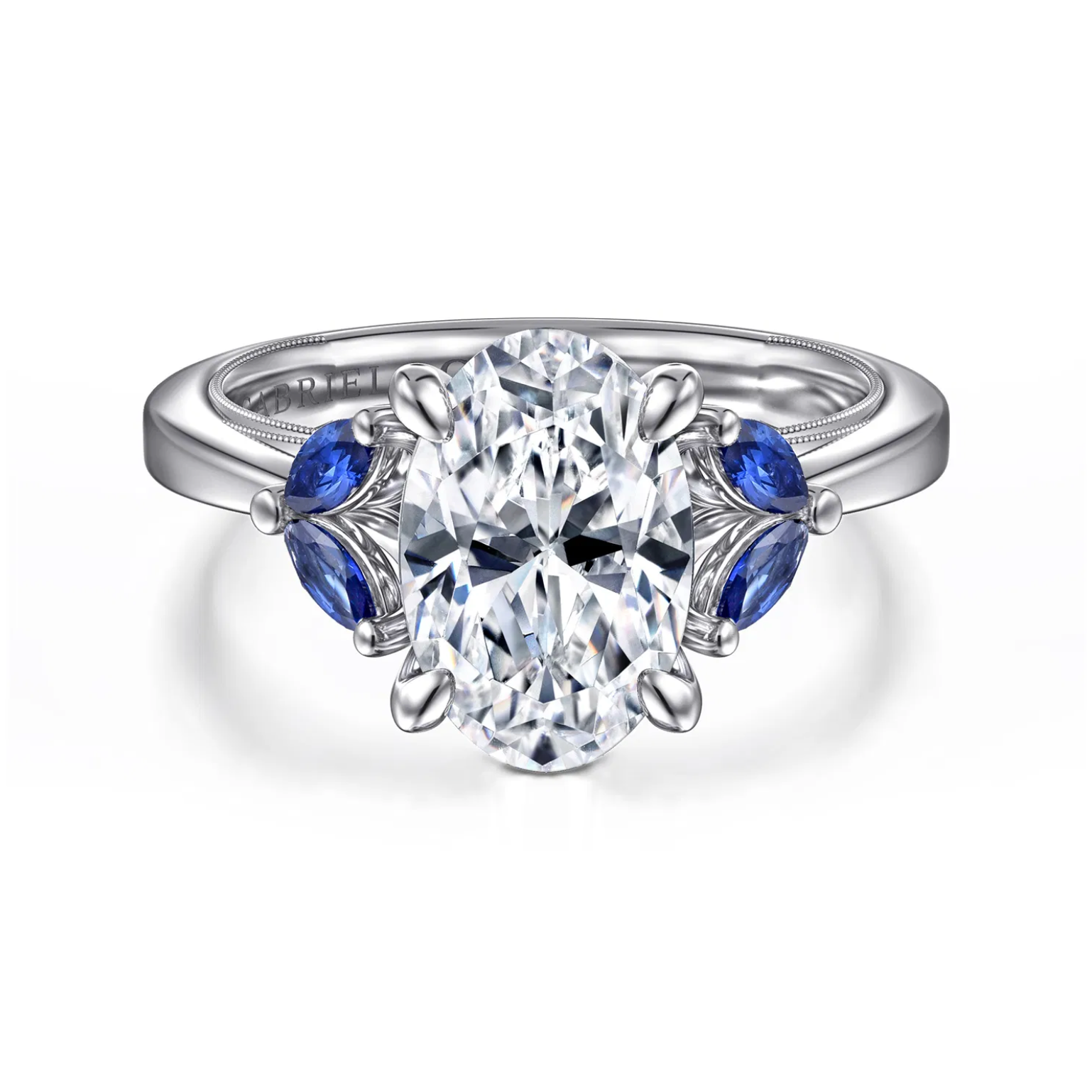 Dani 14K White Gold Oval Diamond and Sapphire Engagement Ring