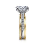 Feah - 14K Yellow-White Gold Wide Band Oval Diamond Engagement Ring