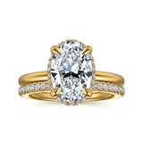 Bonnie - 14K Yellow Gold Oval Hidden Halo Diamond Engagement Ring