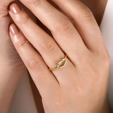 14K Yellow Gold Twisted Heart Pretzel Ring