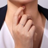 14K White Gold Open Diamond Tipped Stackable Ring