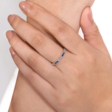 14K White Gold Sapphire Baguette and Diamond Stackable Ring