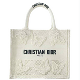 Christian Dior Embroidered 3D Macrame D-Lace Butterfly Medium Book Tote White