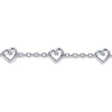 925 Sterling Silver Heart Station Chain Bracelet