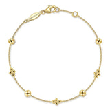 14K Yellow Gold Bujukan Beads Station Bracelet