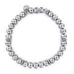 Silver beaded bracelet on a white background