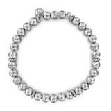 Silver beaded bracelet on a white background