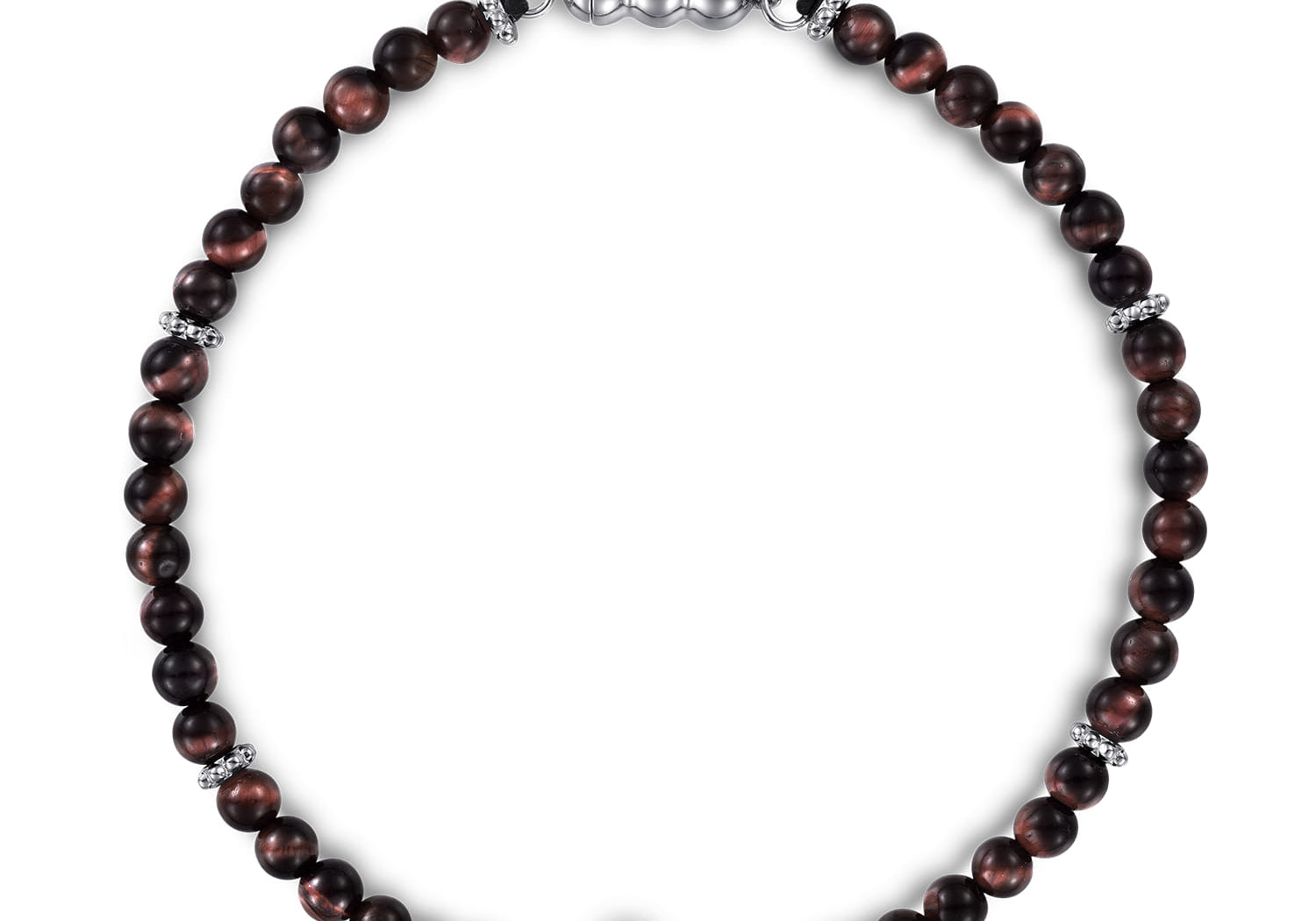 925 Sterling Silver Cross Bracelet with 4mm Tiger Eye Beads Men's Bracelets