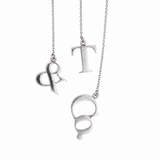 Tiffany & Co. Sterling Silver T & Co. Letter Drop Lariat Necklace Logo Charm Pendant 16" Pre-Owned