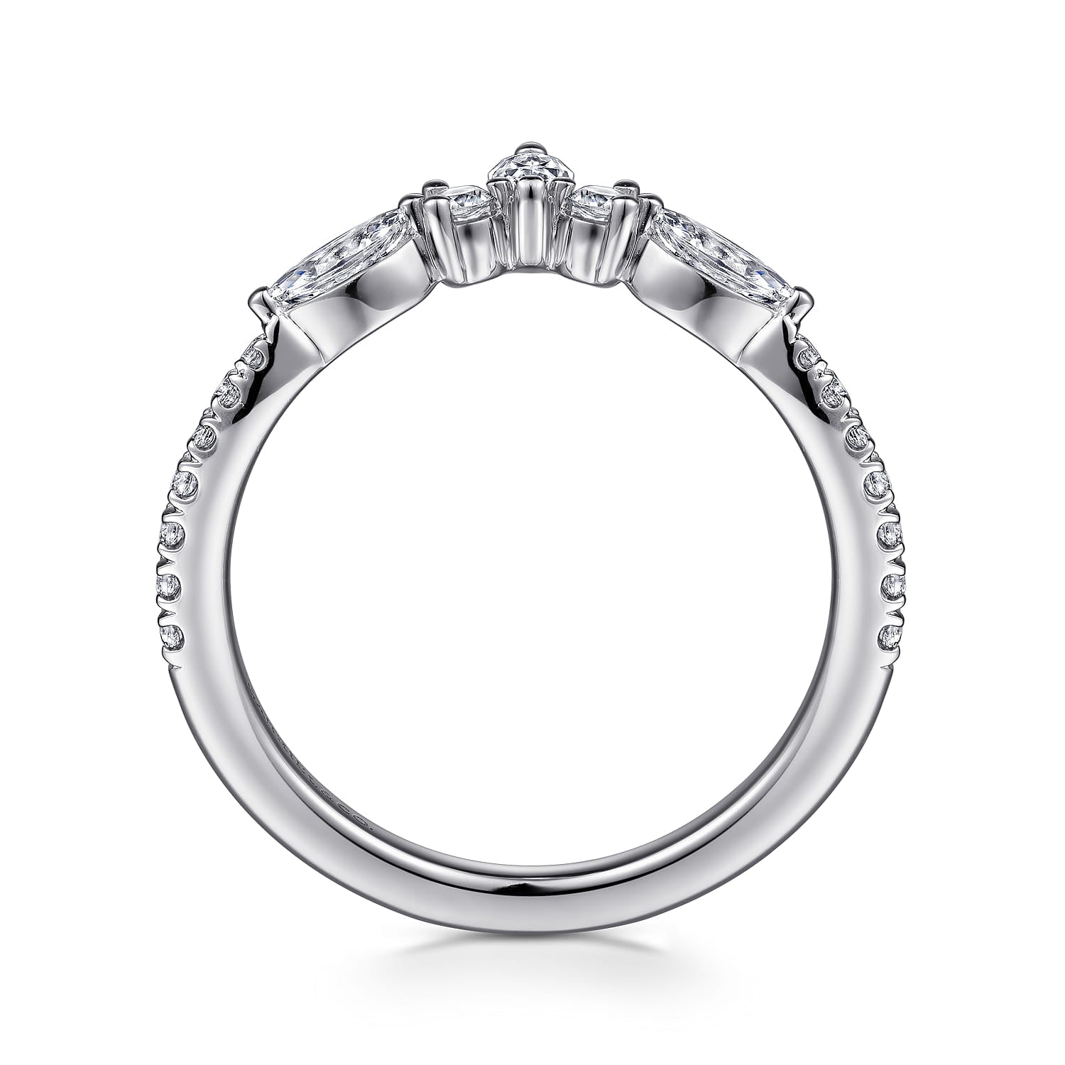 Gabriel & Co. Tulsie curved diamond band, side view