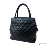 CHANEL Lambskin Quilted Shopping Tote Black