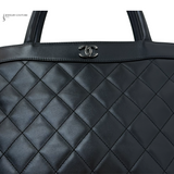 CHANEL Lambskin Quilted Shopping Tote Black