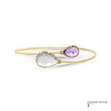 Gazania - 14KT Yellow Gold Bangle with Green & Purple Amethyst – 7.27CT Green and 2.58CT Purple Gemstones