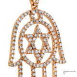 18K Yellow Gold Diamond Hamsa Pendant – 0.55ct Total Diamond Weight