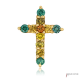 14K Yellow Gold Diamond Cross Pendant – 0.98 TDW in Multi-Color Design