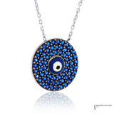 14K White Gold Evil Eye Necklace with Blue Stones – Protective and Elegant Jewelry