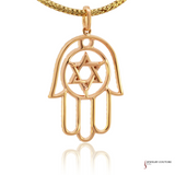 18K Yellow Gold Diamond Hamsa Pendant – 0.55ct Total Diamond Weight