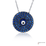 14K White Gold Evil Eye Necklace with Blue Stones – Protective and Elegant Jewelry