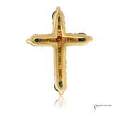 14K Yellow Gold Diamond Cross Pendant – 0.98 TDW in Multi-Color Design