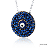 14K White Gold Evil Eye Necklace with Blue Stones – Protective and Elegant Jewelry