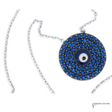 14K White Gold Evil Eye Necklace with Blue Stones – Protective and Elegant Jewelry